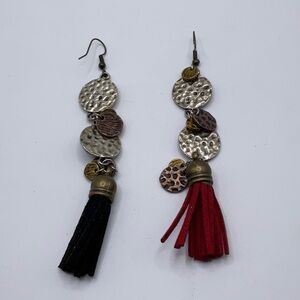 Hand Crafted Silver and Black Asymmetrical Earrings